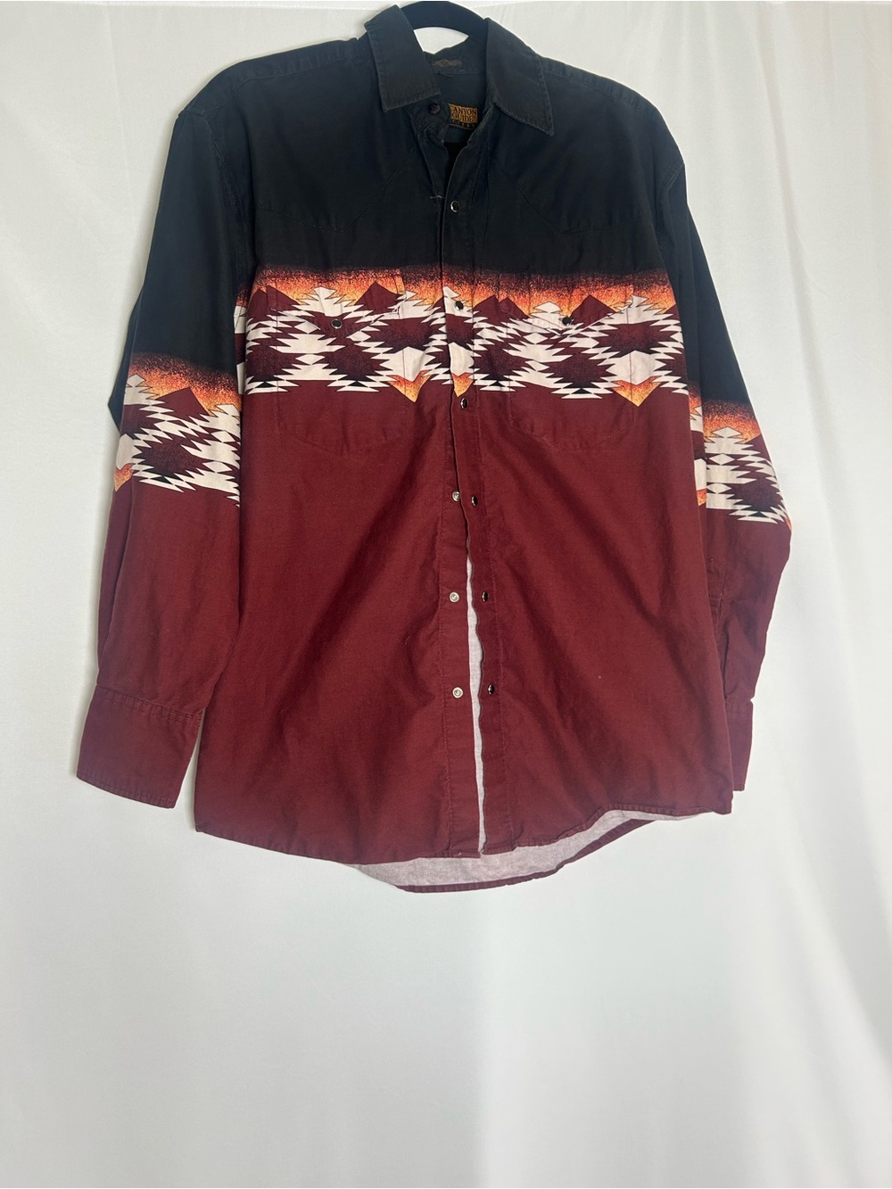 Vintage Western Men's Tribal Pattern Long-Sleeve Button Shirt
